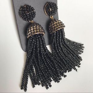 Black bubble beaded earrings prom pageant bridal
